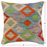 handmade Traditional Pillow Blue Rust Hand-Woven SQUARE 100% WOOL Hand woven turkish pillow2' x 2'