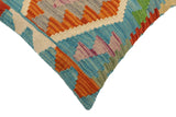 handmade Traditional Pillow Blue Rust Hand-Woven SQUARE 100% WOOL Hand woven turkish pillow2' x 2'