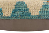 handmade Traditional Pillow Blue Rust Hand-Woven SQUARE 100% WOOL Hand woven turkish pillow2' x 2'