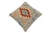 handmade Traditional Pillow Blue Red Hand-Woven SQUARE 100% WOOL Hand woven turkish pillow2' x 2'