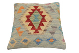 handmade Traditional Pillow Blue Red Hand-Woven SQUARE 100% WOOL Hand woven turkish pillow2' x 2'