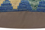 handmade Traditional Pillow Blue Gray Hand-Woven SQUARE 100% WOOL Hand woven turkish pillow2' x 2'
