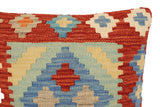 handmade Traditional Pillow Rust Blue Hand-Woven SQUARE 100% WOOL Hand woven turkish pillow2' x 2'