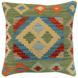 Tribal Kelley Turkish Hand-Woven Kilim Pillow - 18'' x 18''