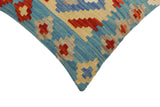 handmade Traditional Pillow Blue Rust Hand-Woven SQUARE 100% WOOL Hand woven turkish pillow2' x 2'