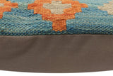 handmade Traditional Pillow Blue Rust Hand-Woven SQUARE 100% WOOL Hand woven turkish pillow2' x 2'