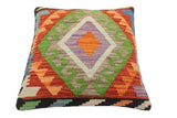 handmade Traditional Pillow Rust Blue Hand-Woven SQUARE 100% WOOL Hand woven turkish pillow2' x 2'