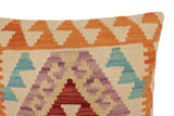 handmade Traditional Pillow Orange Beige Hand-Woven SQUARE 100% WOOL Hand woven turkish pillow2' x 2'