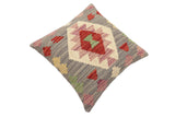 handmade Traditional Pillow Gray Red Hand-Woven SQUARE 100% WOOL  Hand woven turkish pillow  2 x 2