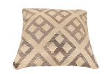 handmade Traditional Pillow Beige Brown Hand-Woven SQUARE 100% WOOL Hand woven turkish pillow2' x 2'