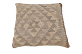 handmade Traditional Pillow Beige Gray Hand-Woven SQUARE 100% WOOL Hand woven turkish pillow2' x 2'