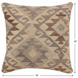 handmade Traditional Pillow Beige Gray Hand-Woven SQUARE 100% WOOL Hand woven turkish pillow2' x 2'