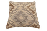 handmade Traditional Pillow Beige Gray Hand-Woven SQUARE 100% WOOL Hand woven turkish pillow2' x 2'