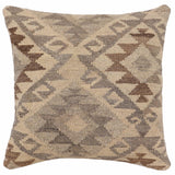 handmade Traditional Pillow Beige Gray Hand-Woven SQUARE 100% WOOL Hand woven turkish pillow2' x 2'