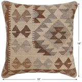 handmade Traditional Pillow Beige Gray Hand-Woven SQUARE 100% WOOL Hand woven turkish pillow2' x 2'