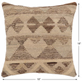 handmade Traditional Pillow Beige Brown Hand-Woven SQUARE 100% WOOL Hand woven turkish pillow2' x 2'