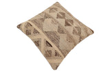 handmade Traditional Pillow Beige Brown Hand-Woven SQUARE 100% WOOL Hand woven turkish pillow2' x 2'