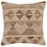 handmade Traditional Pillow Beige Brown Hand-Woven SQUARE 100% WOOL Hand woven turkish pillow2' x 2'