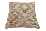 handmade Traditional Pillow Beige Gray Hand-Woven SQUARE 100% WOOL Hand woven turkish pillow2' x 2'