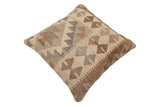 handmade Traditional Pillow Beige Brown Hand-Woven SQUARE 100% WOOL Hand woven turkish pillow2' x 2'