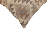 handmade Traditional Pillow Beige Brown Hand-Woven SQUARE 100% WOOL Hand woven turkish pillow2' x 2'