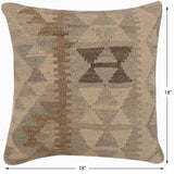 handmade Traditional Pillow Beige Gray Hand-Woven SQUARE 100% WOOL Hand woven turkish pillow2' x 2'