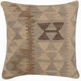 handmade Traditional Pillow Beige Gray Hand-Woven SQUARE 100% WOOL Hand woven turkish pillow2' x 2'