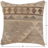 handmade Traditional Pillow Beige Gray Hand-Woven SQUARE 100% WOOL Hand woven turkish pillow2' x 2'