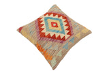 handmade Traditional Pillow Rust Blue Hand-Woven SQUARE 100% WOOL Hand woven turkish pillow2' x 2'