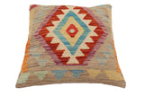 handmade Traditional Pillow Rust Blue Hand-Woven SQUARE 100% WOOL Hand woven turkish pillow2' x 2'