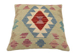 handmade Traditional Pillow Red Blue Hand-Woven SQUARE 100% WOOL Hand woven turkish pillow2' x 2'