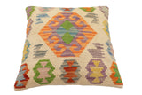 handmade Traditional Pillow Beige Rust Hand-Woven SQUARE 100% WOOL Hand woven turkish pillow2' x 2'