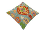 handmade Traditional Pillow Blue Rust Hand-Woven SQUARE 100% WOOL Hand woven turkish pillow2' x 2'