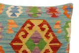 handmade Traditional Pillow Blue Rust Hand-Woven SQUARE 100% WOOL Hand woven turkish pillow2' x 2'