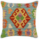 Rustic Morales Turkish Hand-Woven Kilim Pillow - 18'' x 18''