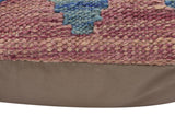 handmade Traditional Pillow Rust Blue Hand-Woven SQUARE 100% WOOL Hand woven turkish pillow2' x 2'