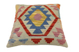 handmade Traditional Pillow Blue Rust Hand-Woven SQUARE 100% WOOL Hand woven turkish pillow2' x 2'