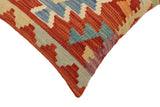 handmade Traditional Pillow Rust Blue Hand-Woven SQUARE 100% WOOL Hand woven turkish pillow2' x 2'