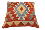 handmade Traditional Pillow Rust Blue Hand-Woven SQUARE 100% WOOL Hand woven turkish pillow2' x 2'