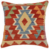 Rustic Noble Turkish Hand-Woven Kilim Pillow - 18'' x 18''