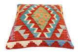 handmade Traditional Pillow Rust Blue Hand-Woven SQUARE 100% WOOL Hand woven turkish pillow2' x 2'