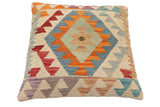 handmade Traditional Pillow Beige Blue Hand-Woven SQUARE 100% WOOL Hand woven turkish pillow2' x 2'