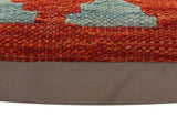 handmade Traditional Pillow Rust Blue Hand-Woven SQUARE 100% WOOL  Hand woven turkish pillow  2 x 2