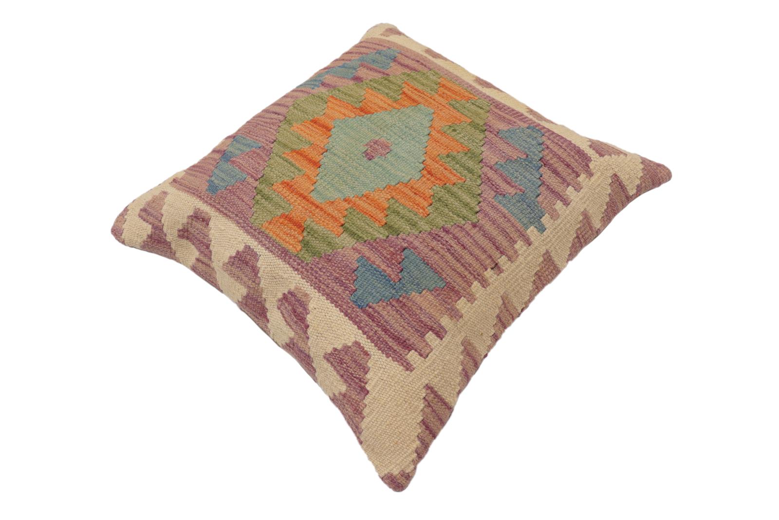 handmade Traditional Pillow Purple Blue Hand-Woven SQUARE 100% WOOL  Hand woven turkish pillow  PILLOW