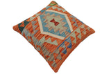 handmade Traditional Pillow Rust Blue Hand-Woven SQUARE 100% WOOL  Hand woven turkish pillow  PILLOW