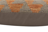 handmade Traditional Pillow Gray Orange Hand-Woven SQUARE 100% WOOL  Hand woven turkish pillow  PILLOW