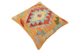 handmade Traditional Pillow Orange Red Hand-Woven SQUARE 100% WOOL  Hand woven turkish pillow  2 x 2
