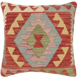 handmade Traditional Pillow Red Beige Hand-Woven SQUARE 100% WOOL  Hand woven turkish pillow  PILLOW