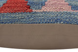 handmade Traditional Pillow Blue Rust Hand-Woven SQUARE 100% WOOL  Hand woven turkish pillow  2 x 2