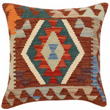 handmade Traditional Pillow Brown Rust Hand-Woven SQUARE 100% WOOL  Hand woven turkish pillow  PILLOW